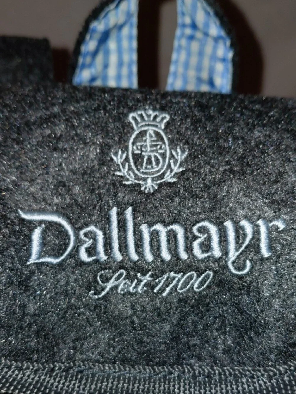 Dallmayr Dark Grey Waterproof Lined Felt Backpack W/ Blue Gingham Lining